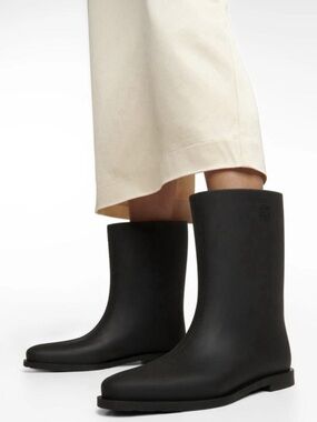 Toteme Matte Black Mid-Calf Waterproof Boots